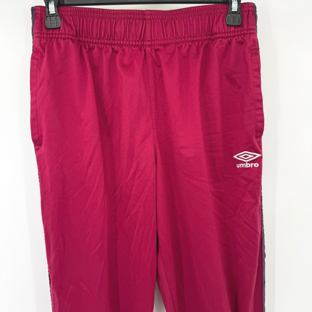 Umbro Track Pants Men Medium Maroon Soccer Joggers Side Tape Ankle Zip Athletic